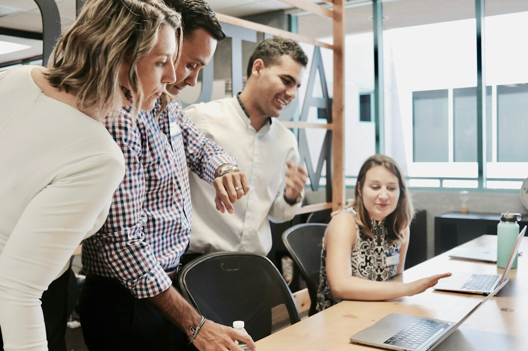 team discussion in office